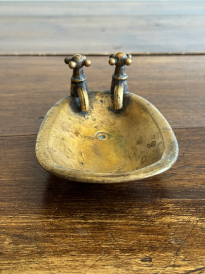 Vintage Brass Tub Shaped Soap Dish with Lovely Worn Patina