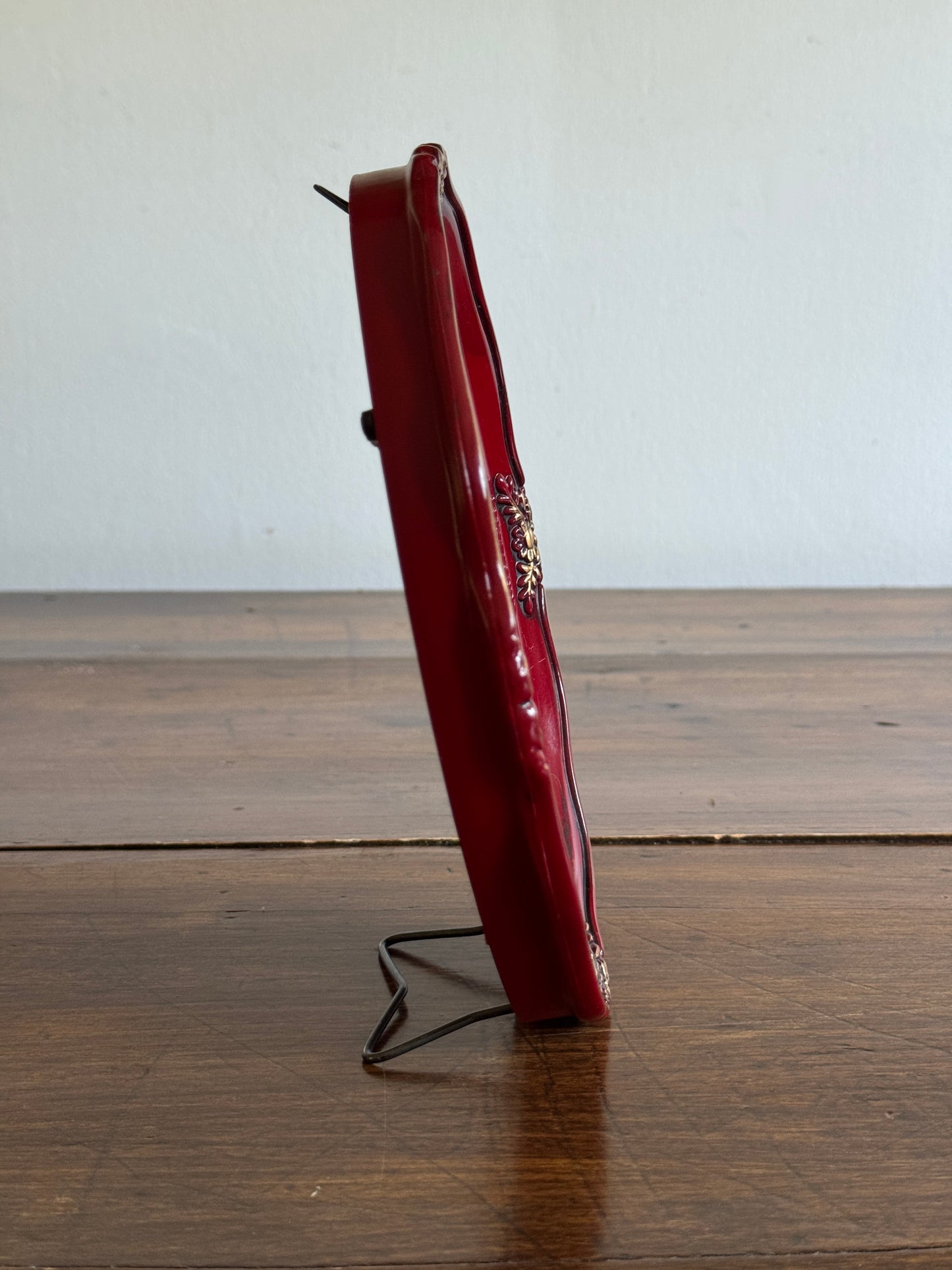 Vintage Plastic Red Frame with Ornate Detailing - Made in China
