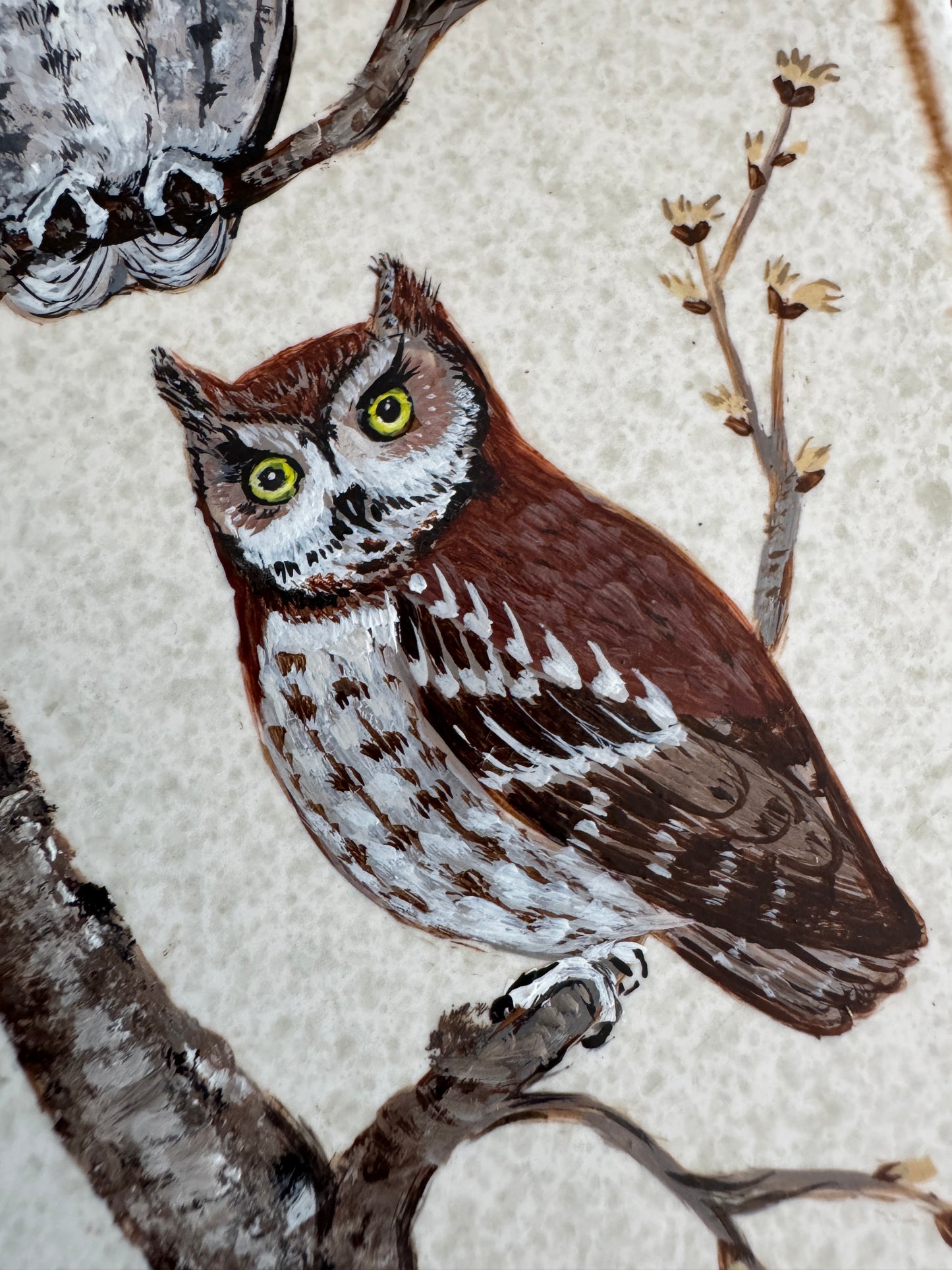 Vintage Hand Painted Owls on Tile - Made in Canada on English Tile