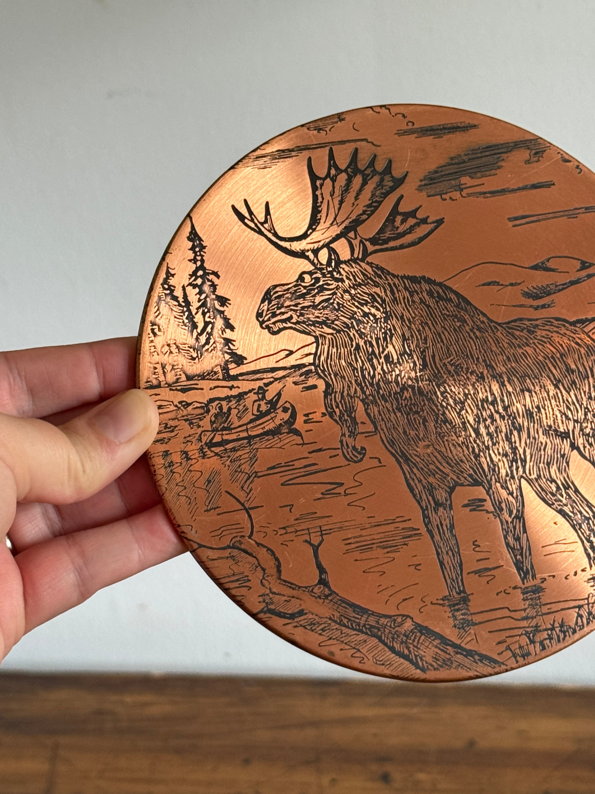Moose in Water Copper Wall Hanging - Made in Canada