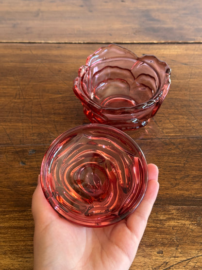 Vintage Fenton Pink Dusty Rose Butterfly Trinket Dish with Lid