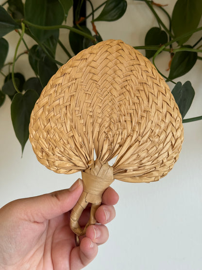 Vintage Lot of Natural Woven Hand Fan Wall Decor - Handheld Boho Mini Fans