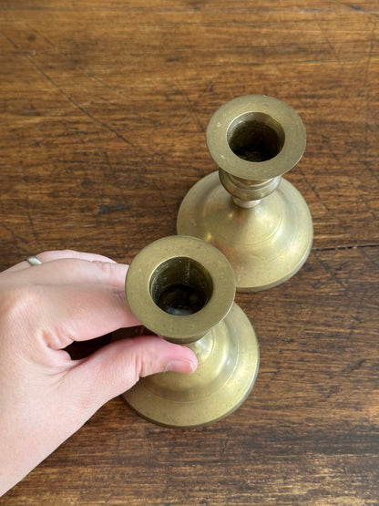 Pair of Short Brass Candleholders - Made in India