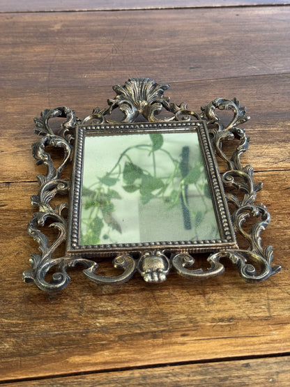 Heavy Cast Metal Ornate Mirror with Foxing