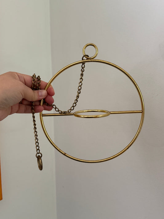 Vintage Small Hanging Brass Plated Holder - Candle Votive or Small Pot Holder