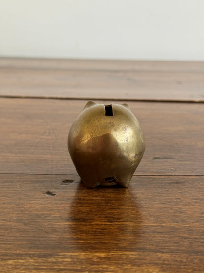 Vintage Miniature/Small Brass Chubby Piggy Bank
