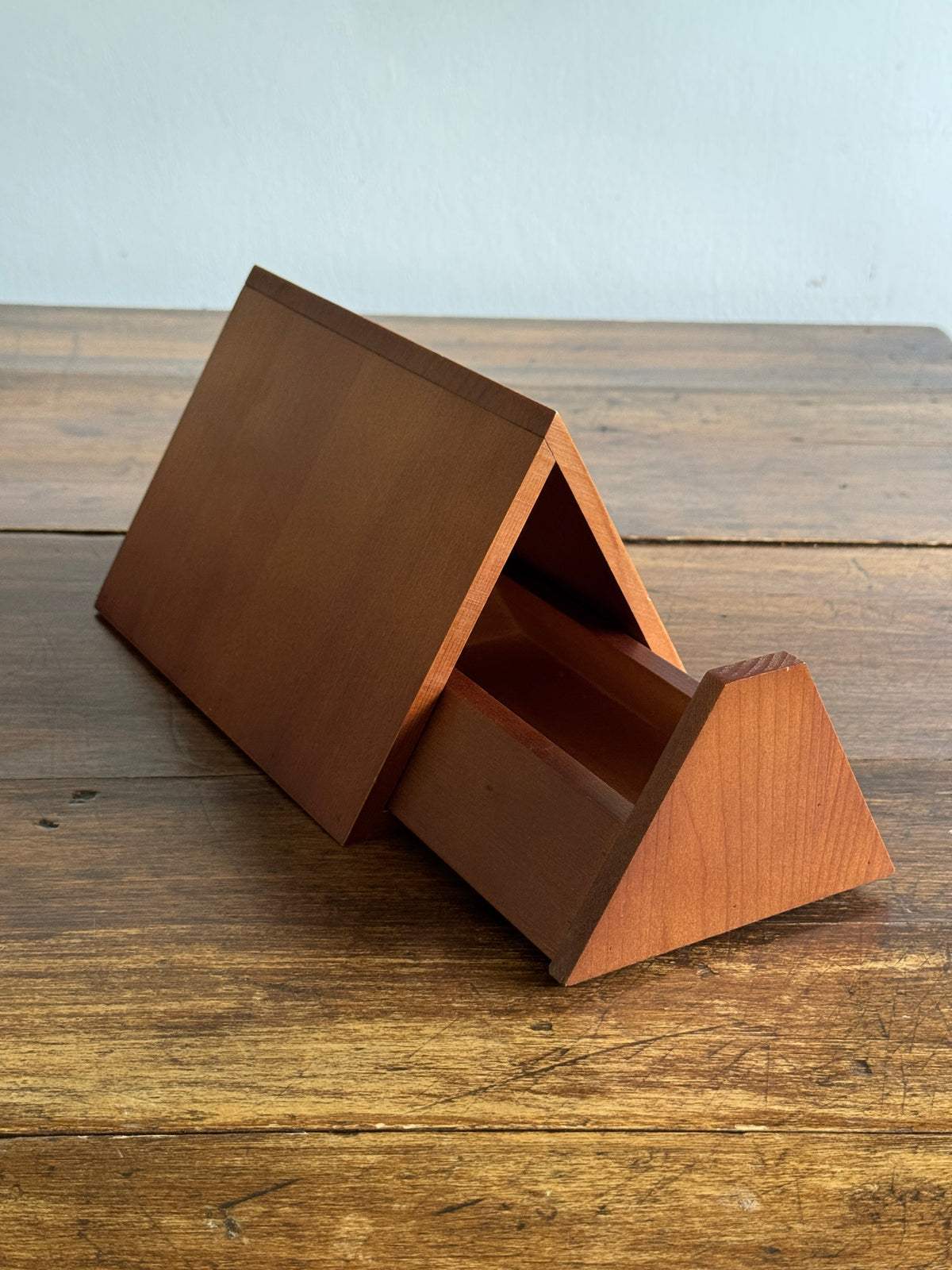 Unique Hand Crafted Triangle Wood Storage Box