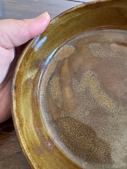 Hand Crafted Brown Shallow Pottery Bowl