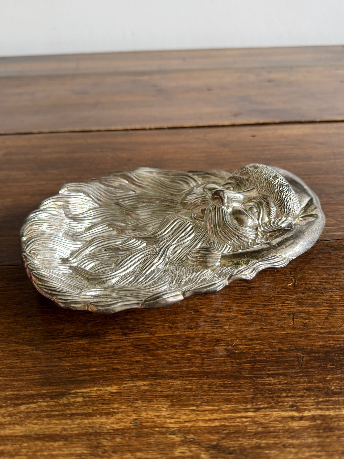 Silver Plated Santa Head with Full Beard Tray - Made in China