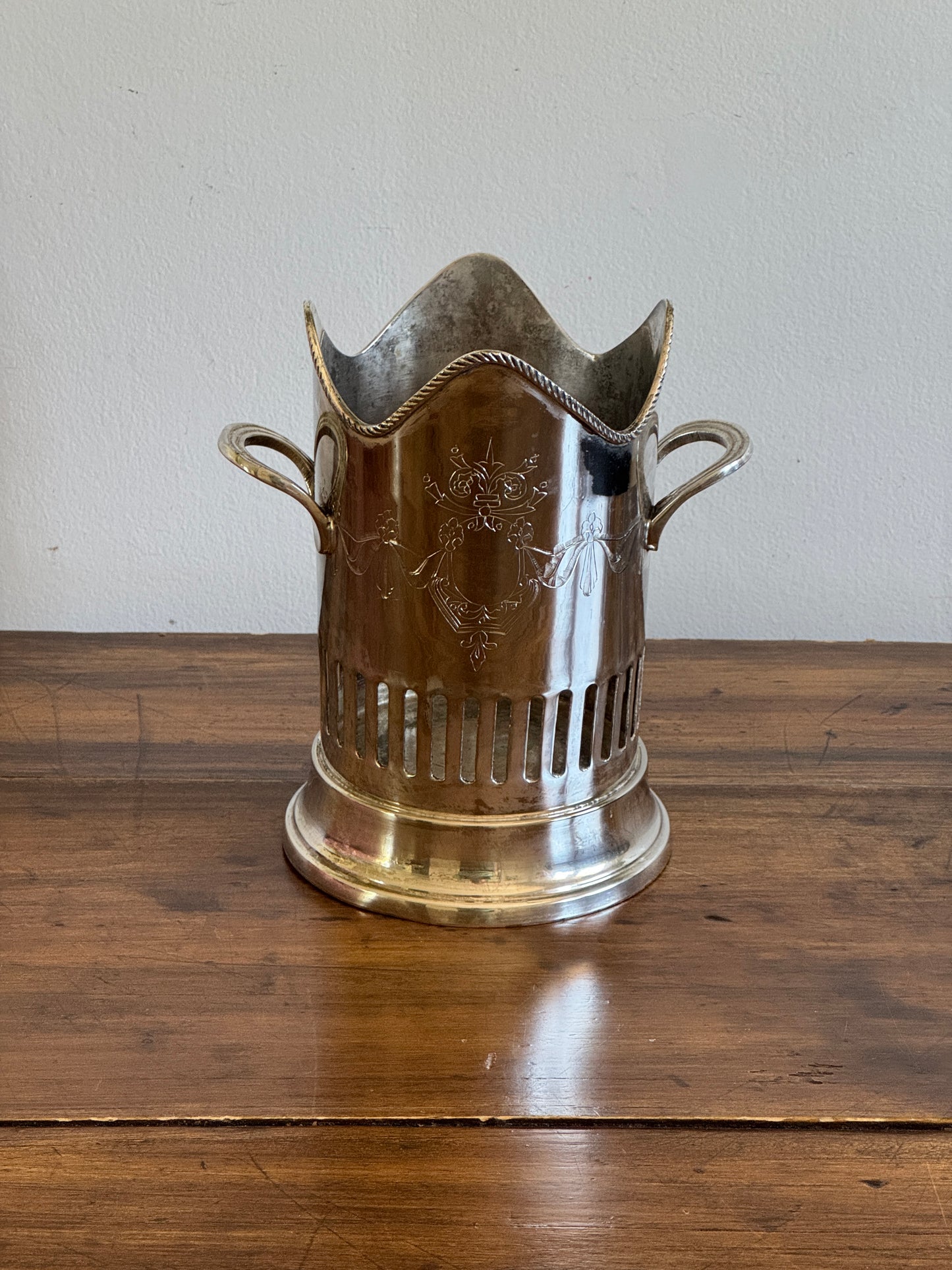 Vintage Silver Plated Bottle Holder Wine Caddy - Made in India