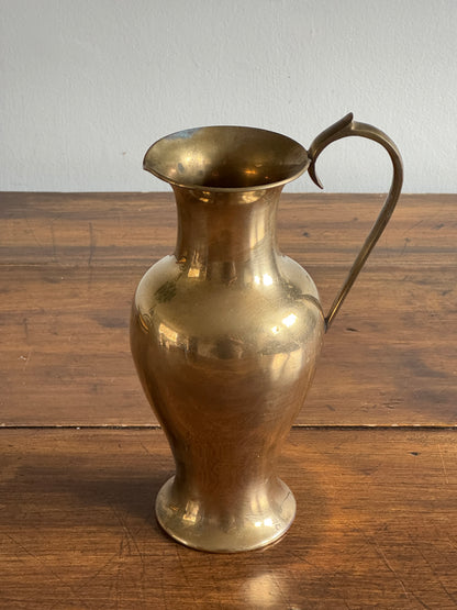 Vintage Brass Jug Vase with Handle - Made in India