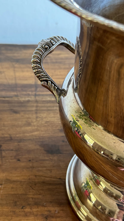 Vintage Silver Plated Champagne Ice Bucket with Double Handled and Fluted Design