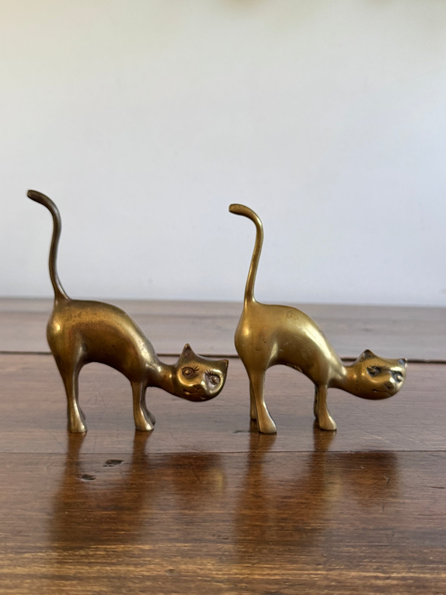 PICK ONE Vintage Brass Tail Up Cat Figurine - Cat Ring Holder