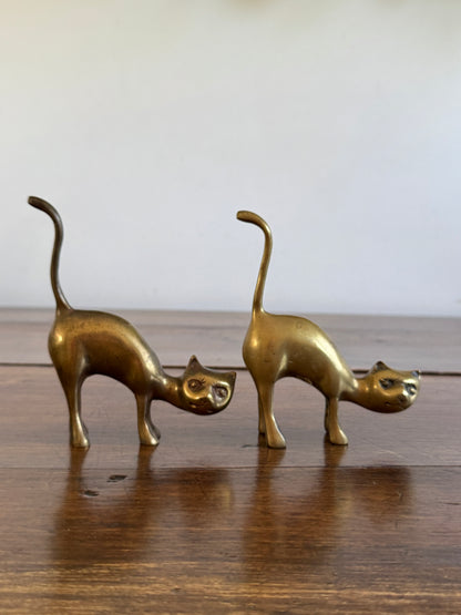 PICK ONE Vintage Brass Tail Up Cat Figurine - Cat Ring Holder