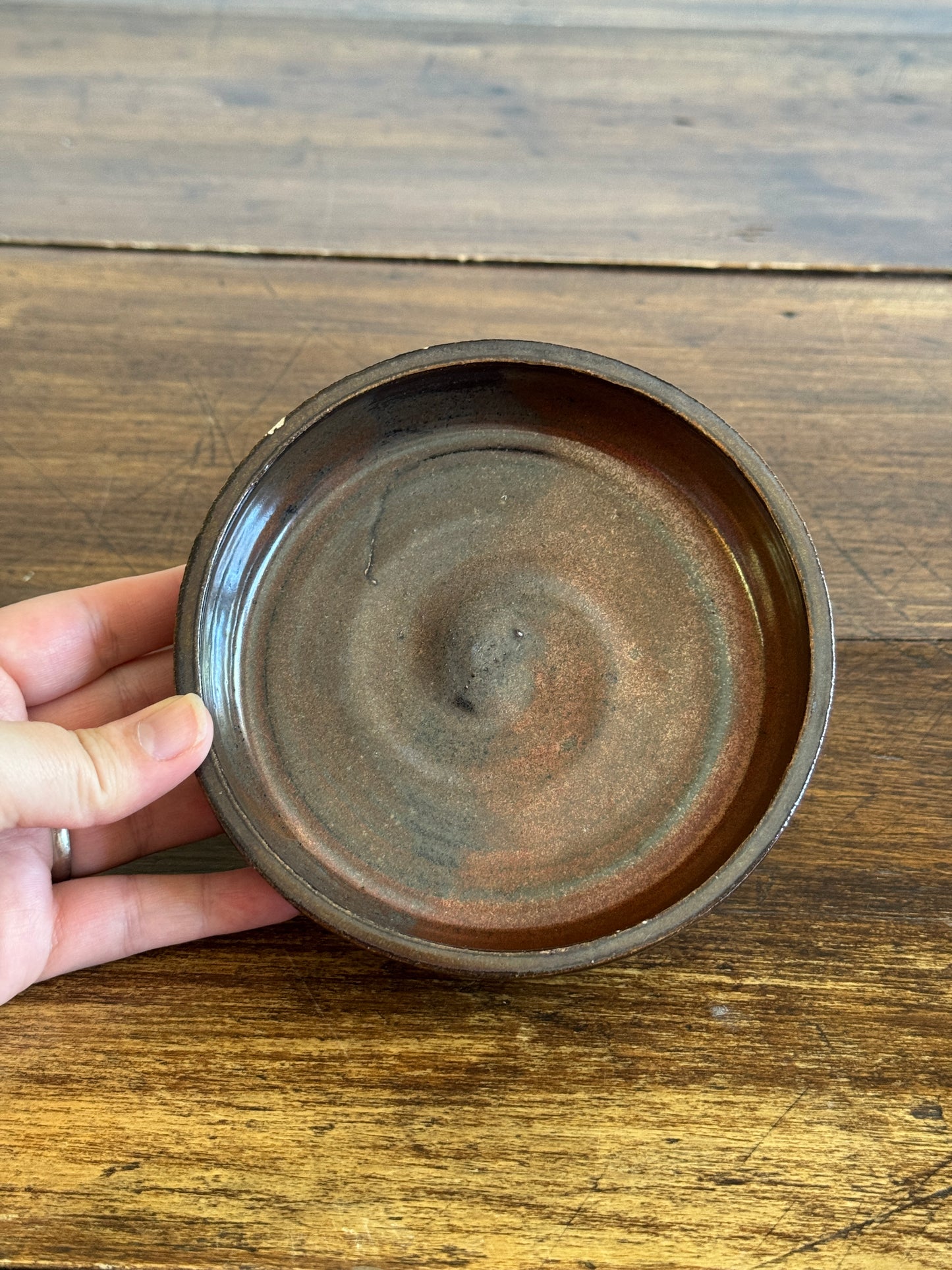 Small Shallow Brown Pottery Bowl