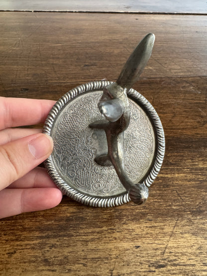 Vintage Donkey Silverplated Ring Holder with Etched Bottom Tray