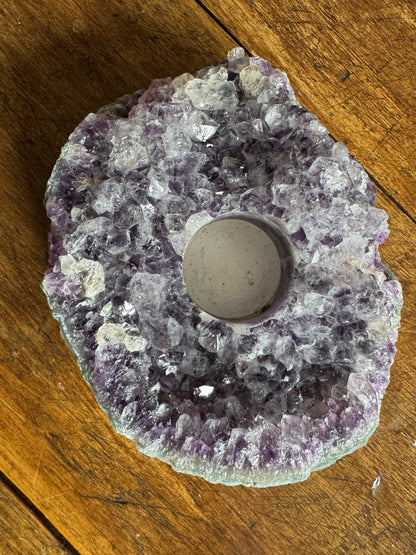 Raw Amethyst Stone Tealight Candle Holder - Made in Brazil