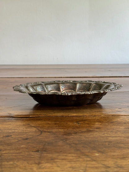 Silver Plated Scalloped Bowl with Lovely Worn Patina