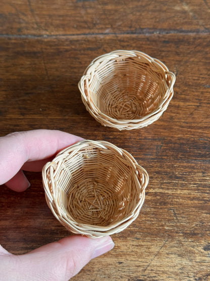 Miniature Doll House Basket Pair - Woven Basket Set of Two
