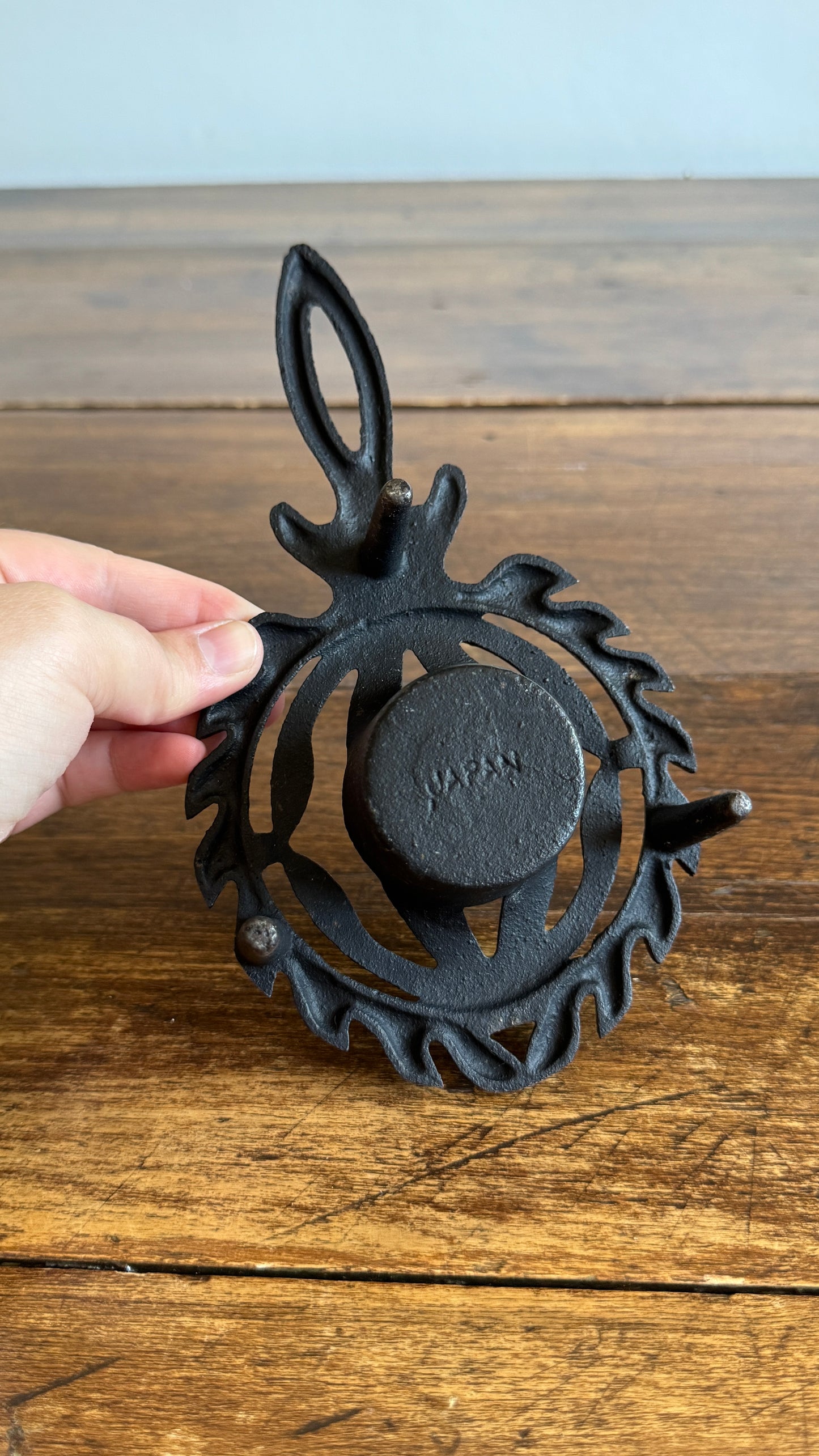 Vintage Cast Iron Trivet Warmer with Raised Feet and Tealight Candle Holder - Made in Japan
