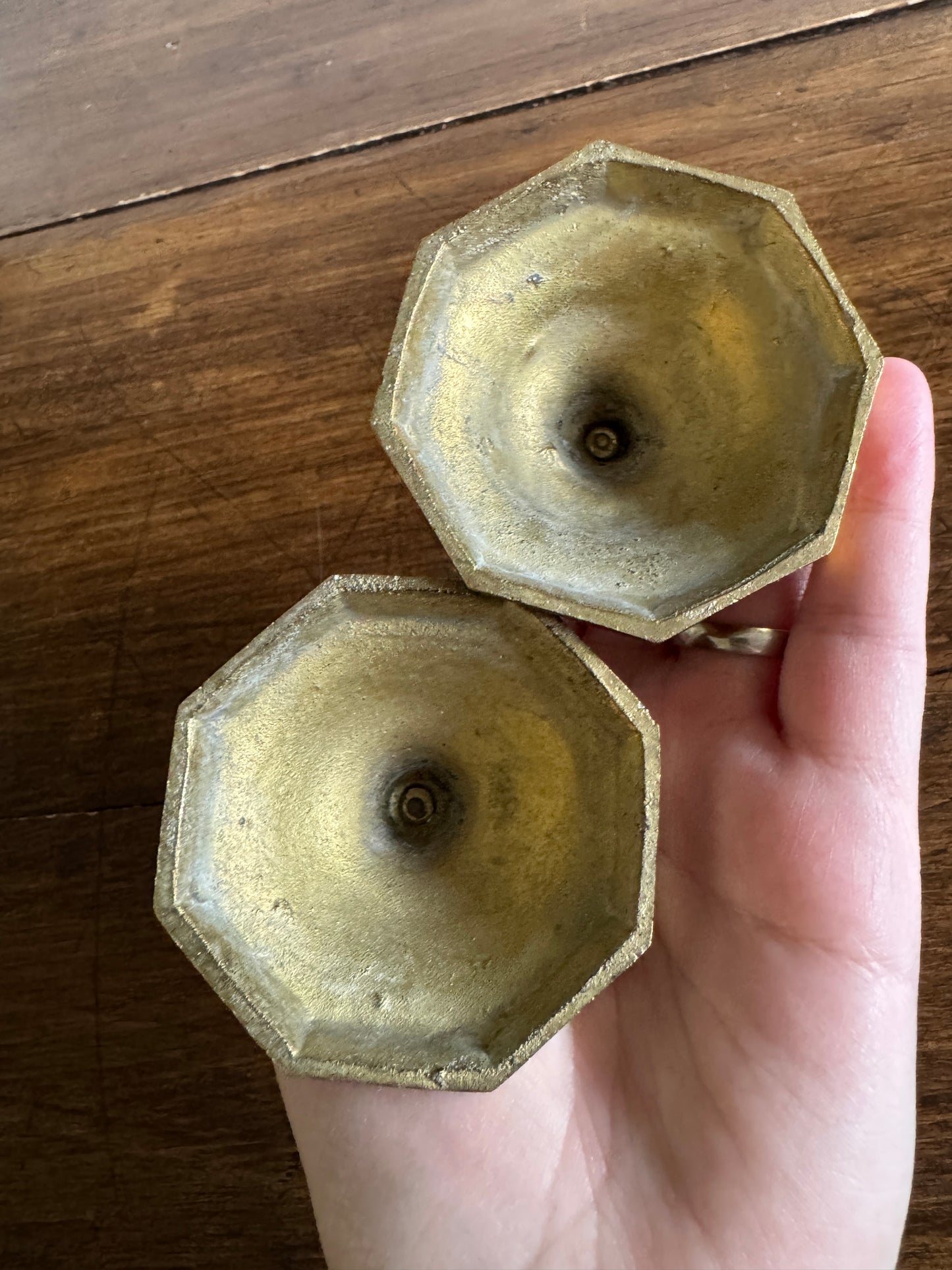 Vintage Pair of Shiny Brass Candlestick Holders