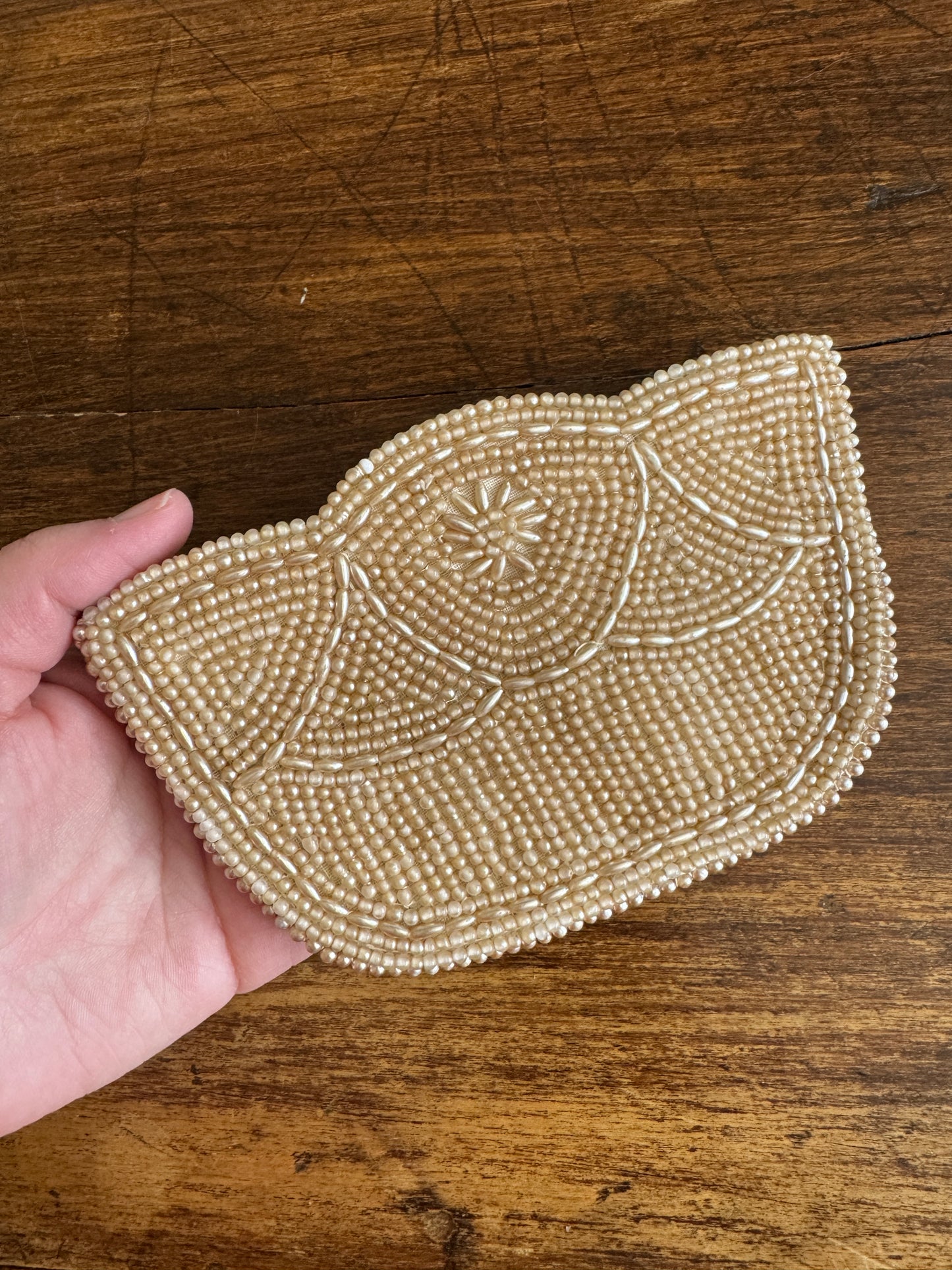 Small Vintage Beaded Hand Held Clutch Coin Purse with Zipper