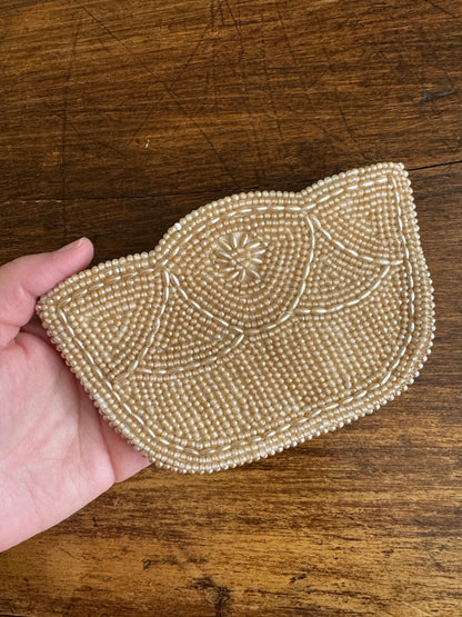Small Vintage Beaded Hand Held Clutch Coin Purse with Zipper