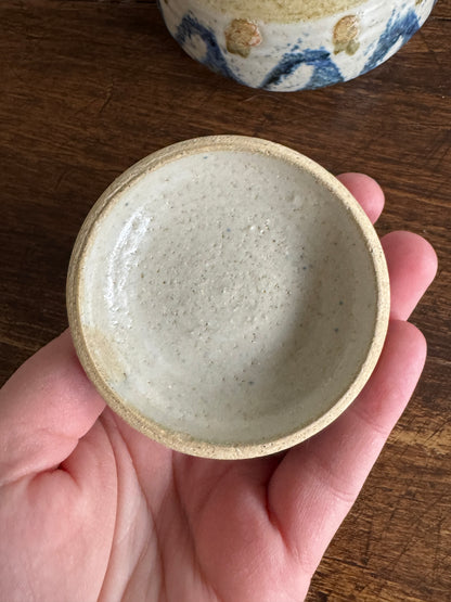 Small Pottery Garlic Keeper Jar with Lid and Air Holes at Base