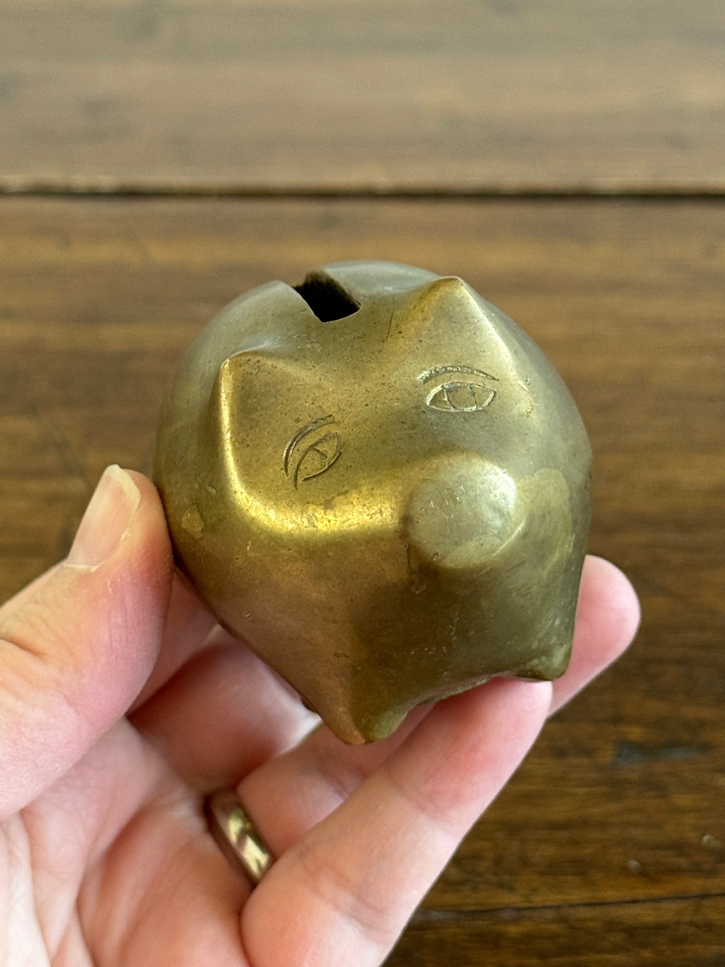 Vintage Miniature/Small Brass Chubby Piggy Bank