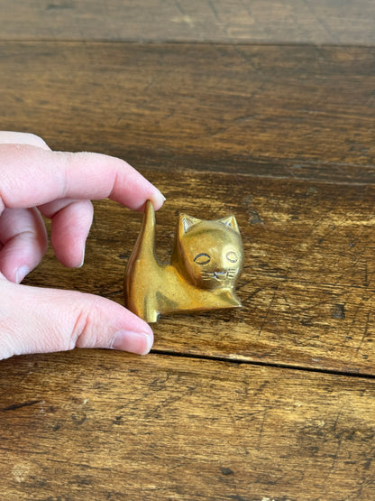 Vintage Cheeky Miniature Cat Figurine with Cartoon Like Features