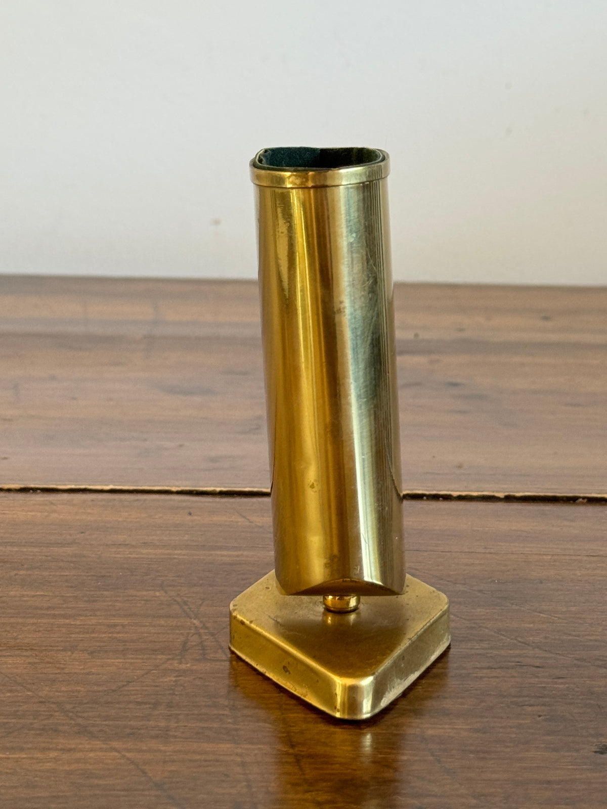 Vintage Brass Plated Pen Holder on Stand - Brass Pencil Holder with Felted Holder - Brass Desk Organizer - Eye Glasses Holder