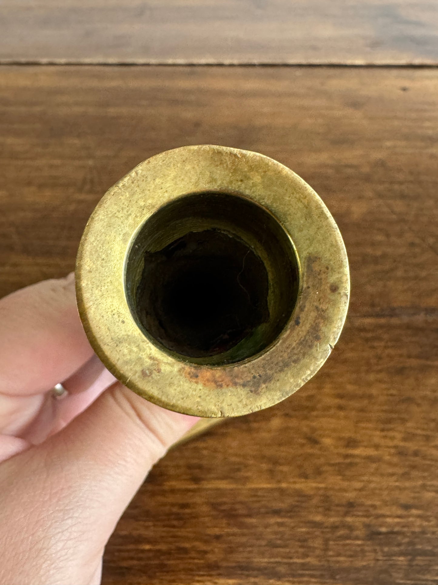 Single Vintage Brass Candlestick with Ornate Post Detailing