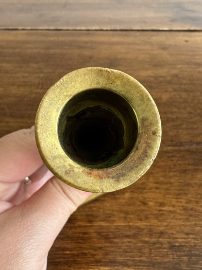 Single Vintage Brass Candlestick with Ornate Post Detailing