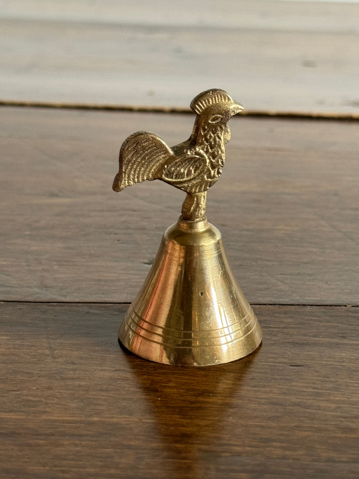 Vintage Brass Bird Rooster Desk Bell