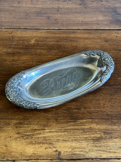 Vintage Silver Plated Bread Dish with Lovely BREAD Word Engraving