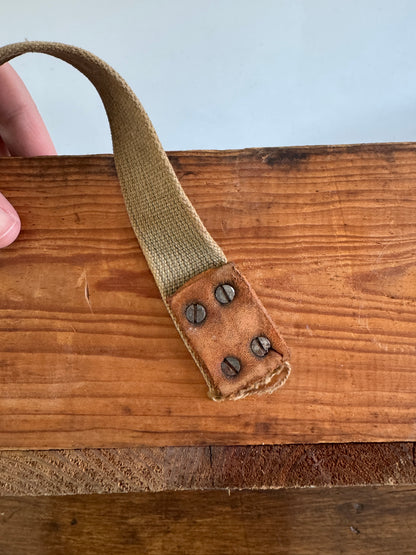 Vintage Wooden Crate with Fabric Handles