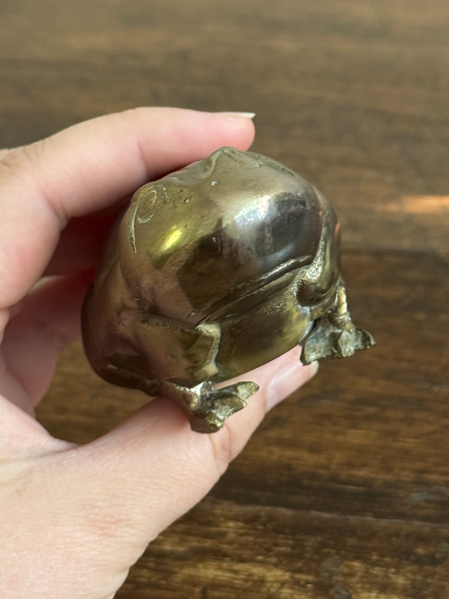 Chubby Brass Frog - Small Rounded Brass Frog Figurine