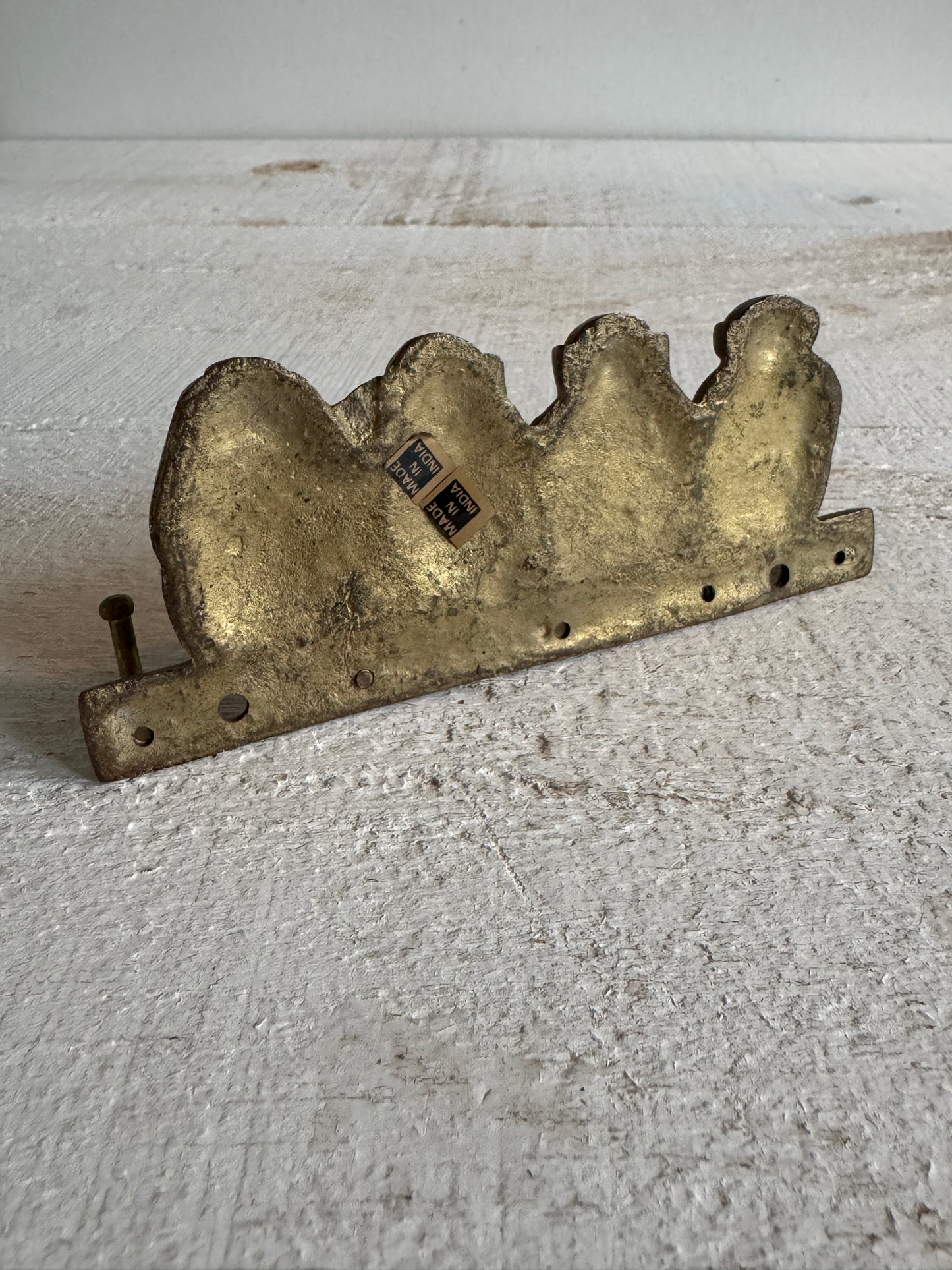 Vintage Brass Wise Monkey Key Hook Organizer - Four Wise Monkeys - Hear, See, Speak, Feel No Evil Key Rack