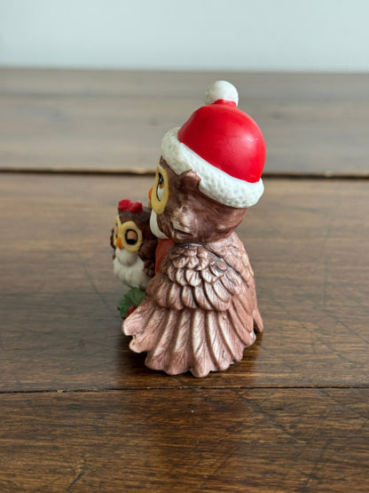 Vintage Owl Holiday Figurine with Parent and Child - Made in Taiwan