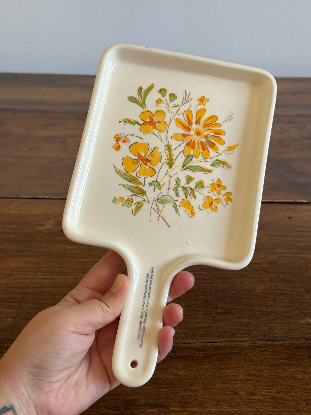 Vintage Pottery Flower Wall Art or Spoon Rest - Made in Brazil for Gien