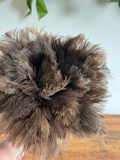 Vintage Real Feather Duster on Red Wood Handle
