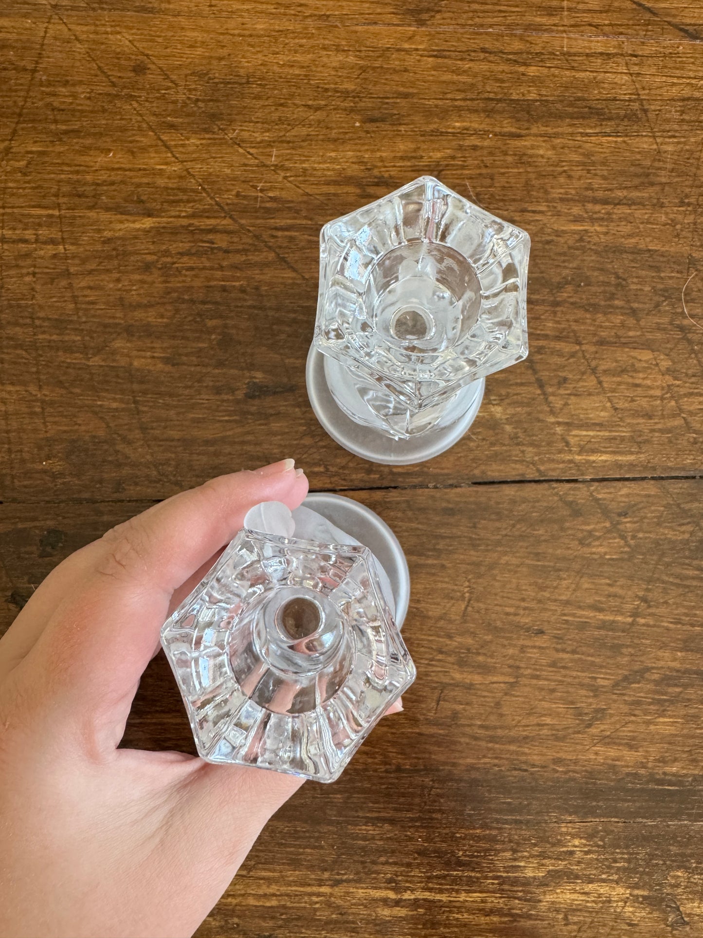Vintage Frosted Crystal Swan Candlestick Holders by Partylite