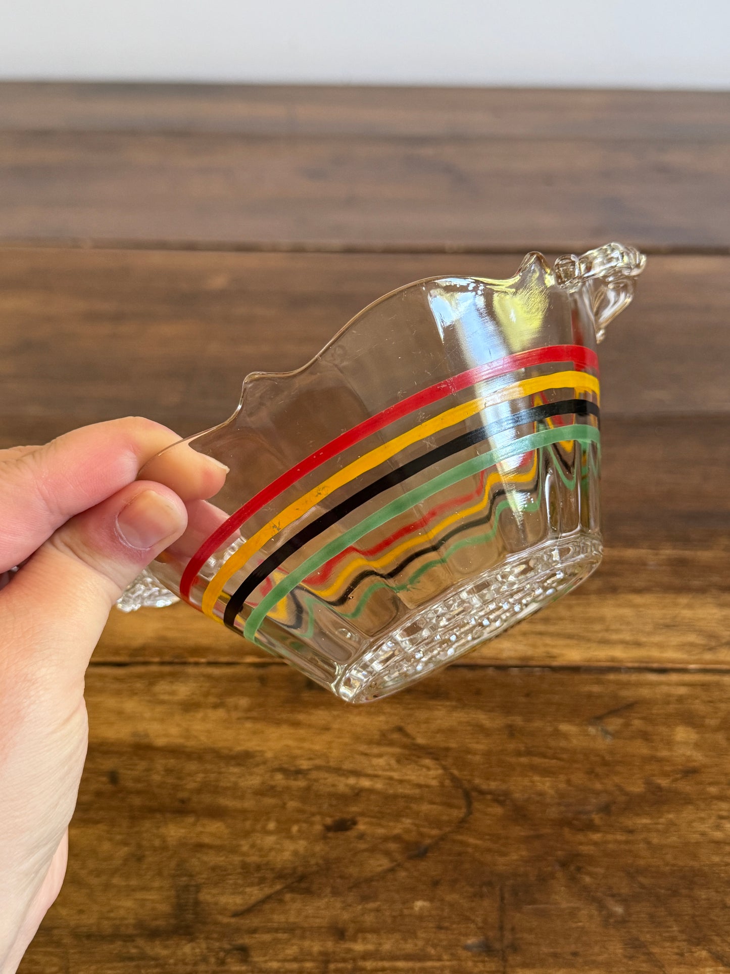 Vintage Clear Glass Striped Bowl - Anchor Hocking Banded Ring Bowl