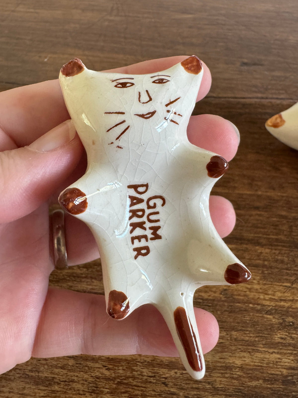 Pair of Vintage Cat Shaped Gum Parker Dishes - Made in the Philippines