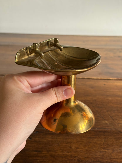 Vintage Brass Pedestal Sink Soap Dish - Bathroom Brass Decor