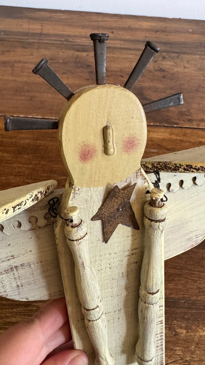 Folk Art Angel Wall Hanging Made From Upcycled Parts