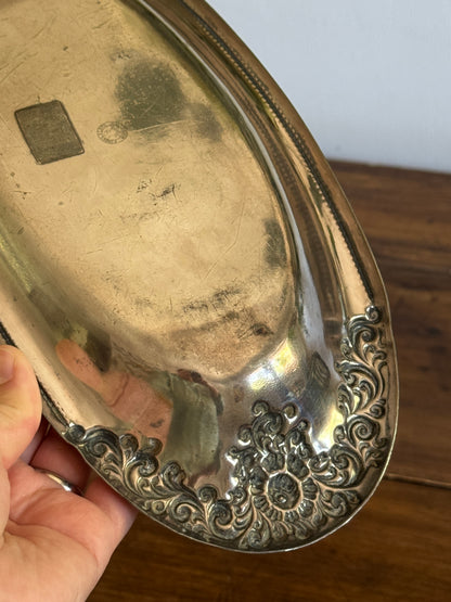 Vintage Silver Plated Bread Dish with Lovely BREAD Word Engraving