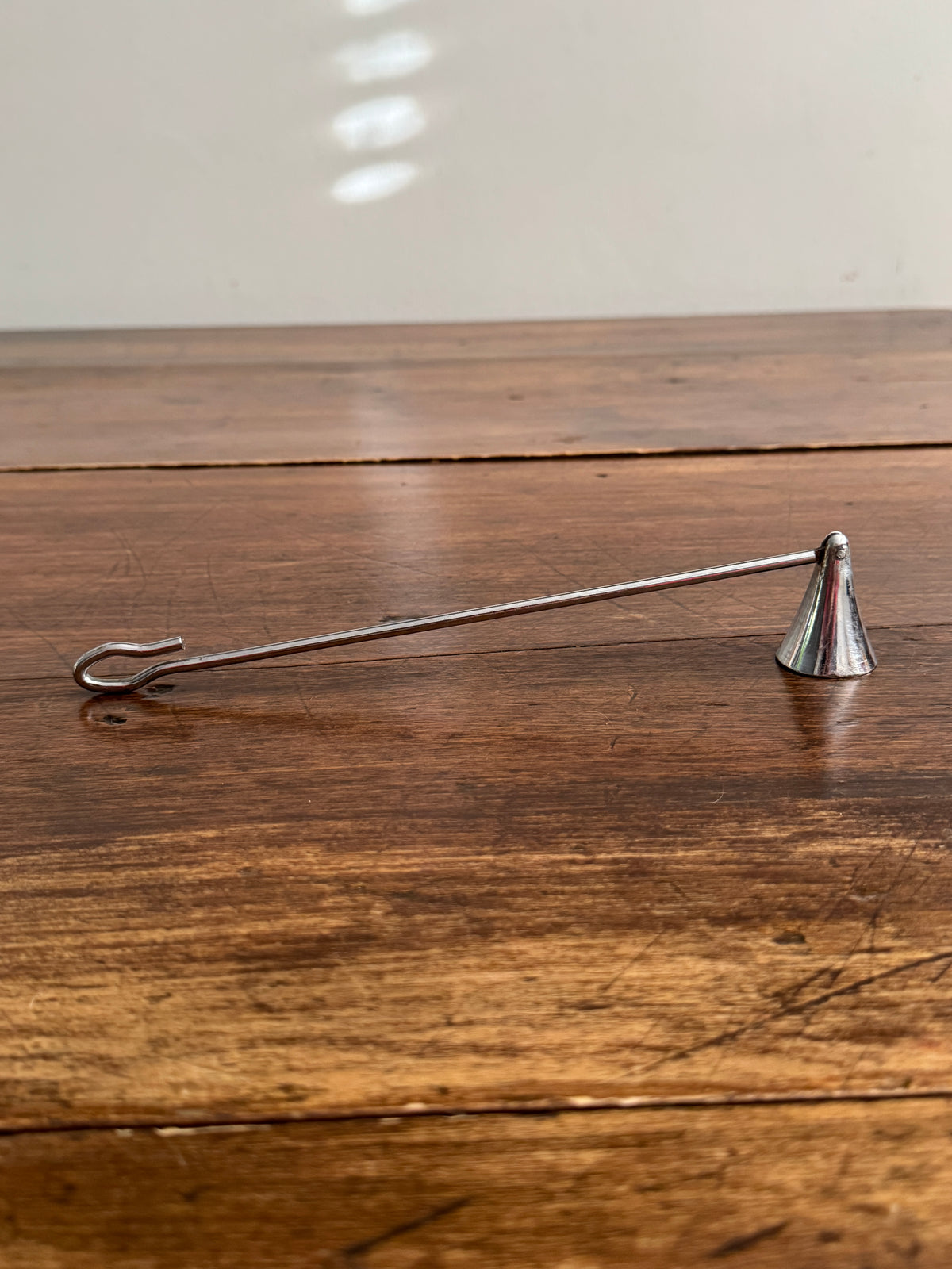 Vintage Simple Silver-Tone Candle Snuffer with Looped Handle