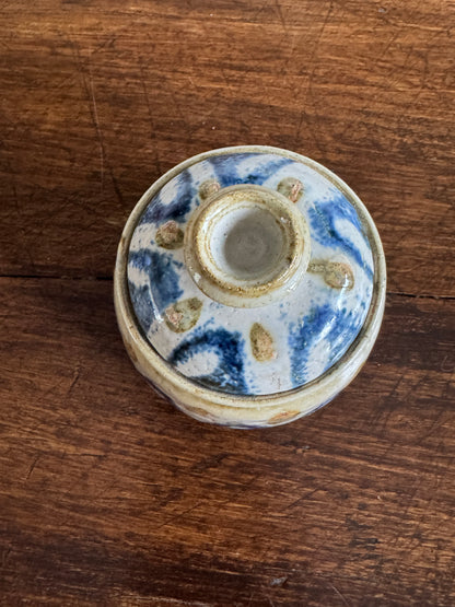Small Pottery Garlic Keeper Jar with Lid and Air Holes at Base