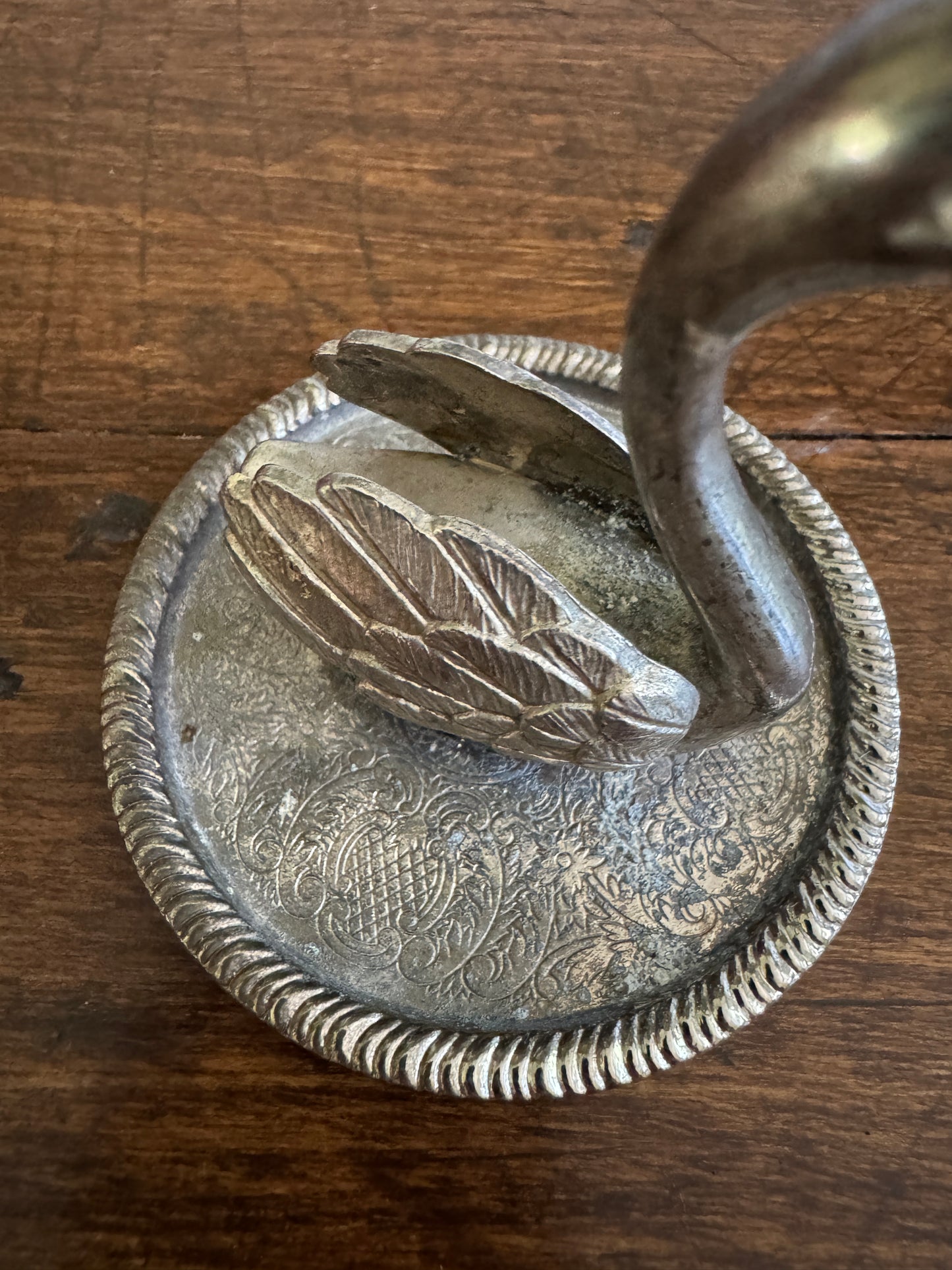 Vintage Silver Plated Swan Ring Holder - Made in Hong Kong